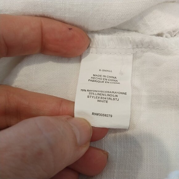 Thread & Supply Linen Blend Pants Womens XS White Wide Leg Crop Coastal Pull On, - Picture 11 of 12